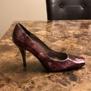 Burgundy and silver square toe J Renee heels